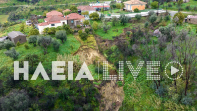 Μαζαράκι-Ηλείας:-Εικόνες-από-drones-μετά-τις-σφοδρές-καταιγίδες-–-Κατολισθήσεις-σε-όλο-το-χωριό