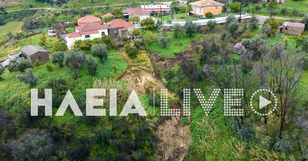 Μαζαράκι-Ηλείας:-Εικόνες-από-drones-μετά-τις-σφοδρές-καταιγίδες-–-Κατολισθήσεις-σε-όλο-το-χωριό