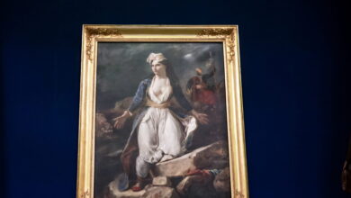 Ο-εμβληματικός-πίνακας-του-Ντελακρουά-«η-Ελλάδα-στα-ερείπια-του-Μεσολογγίου»-εκτίθεται-για-πρώτη-φορά-στη-χώρα-μας