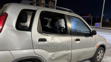Λαμία:-Σύγκρουση-αυτοκινήτου-με-μηχανάκι-σε-διασταύρωση-–-Στο-νοσοκομείο-με-τραύματα-ο-διανομέας