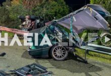 Πύργος:-Μάχη-για-τη-ζωή-του-δίνει-30χρονος-μετά-από-τροχαίο-–-Κόπηκε-στα-δύο-το-αυτοκίνητό-του