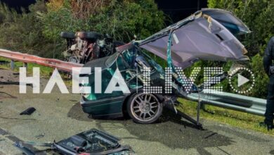 Πύργος:-Μάχη-για-τη-ζωή-του-δίνει-30χρονος-μετά-από-τροχαίο-–-Κόπηκε-στα-δύο-το-αυτοκίνητό-του