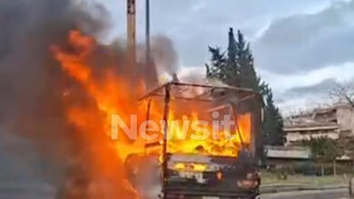 Φωτιά-σε-φορτηγάκι-στον-Κηφισό,-στο-ύψος-της-Νέας-Χαλκηδόνας
