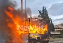 Φωτιά-σε-φορτηγάκι-στην-άνοδο-του-Κηφισού,-στο-ύψος-της-Νέας-Χαλκηδόνας-–-Ουρές-χιλιομέτρων